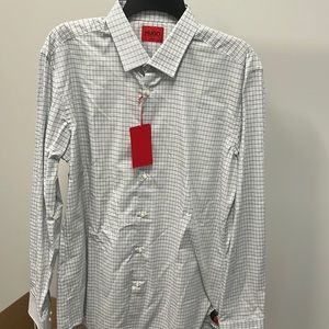 Hugo Boss Slim Fit Dress Shirt Plaid Design, Size 16.5-42